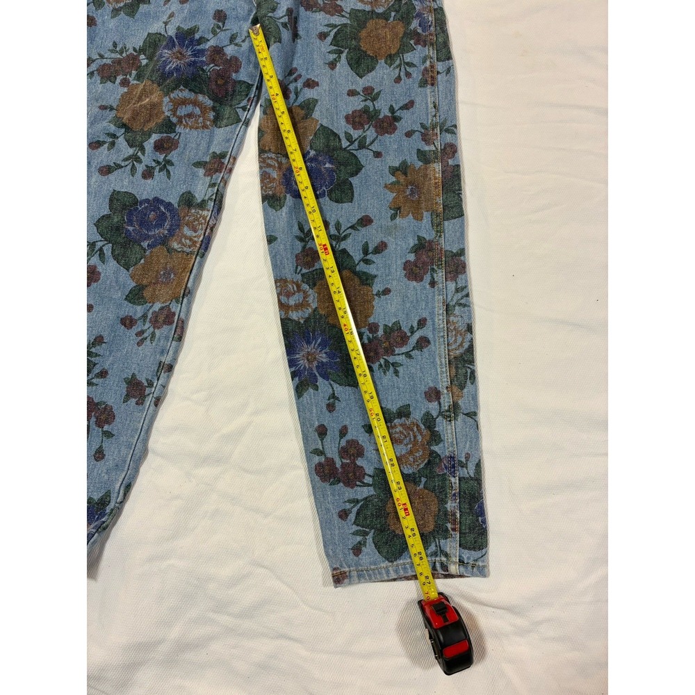 VTG 80s 90s Roberto Orsini Floral Print Denim Jeans High Rise Mom Jean 13/14 - Picture 11 of 12